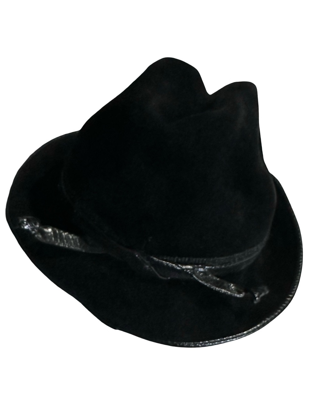 50s Gene Doris New York Black Fur Felt Fedora Hat Italy Corona Sz 22.5 Trilby